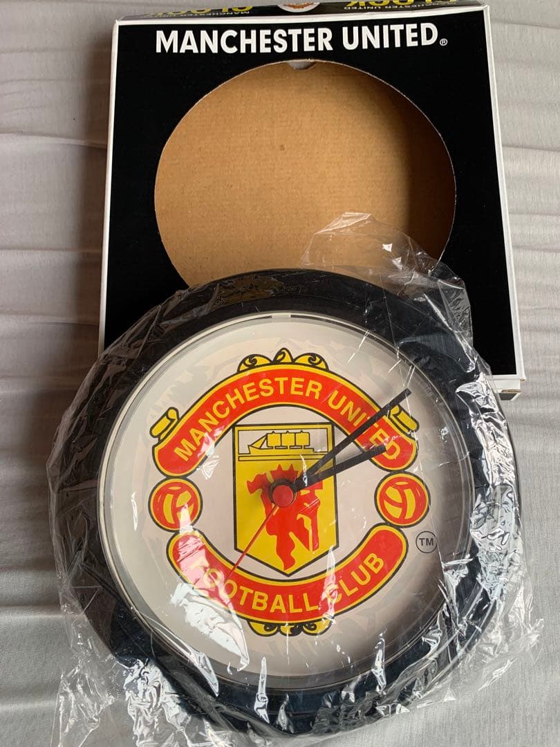 '95 Man U 旧ロゴ掛け時計 箱入り 作動確認済み 希少品