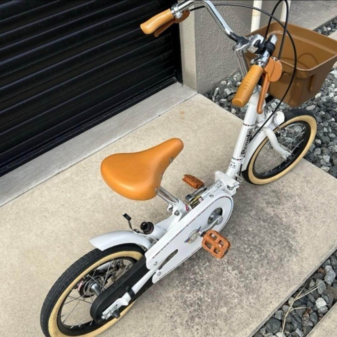【愛知県引渡】10回ほど使用　14インチ　ピープル　自転車　補助輪　補助棒あり