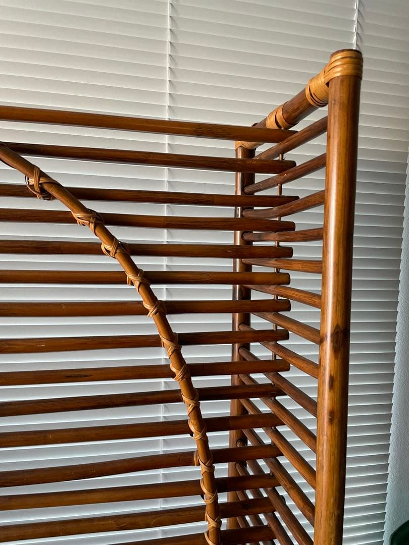 オーバル型パーテーション　ラタン家具