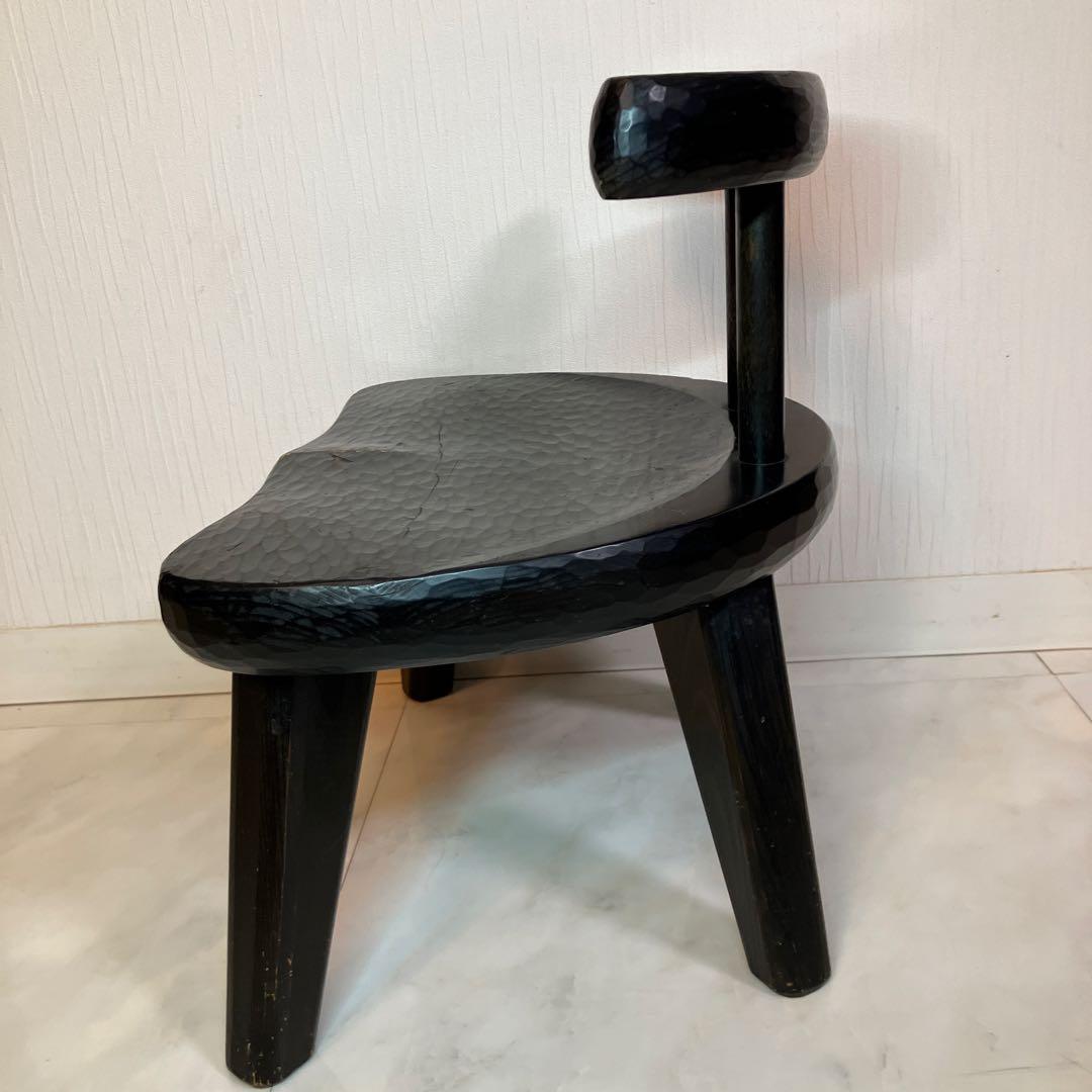 中古　ローチェア　椅子　日本製　黒　アンティーク　チェアインテリア