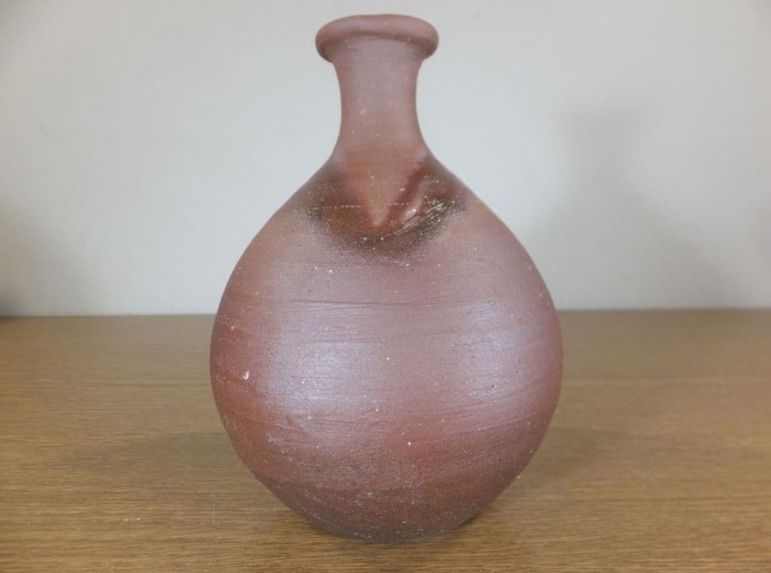 真作保証 藤原雄 自作 備前徳利 酒器 人間国宝 重要無形文化財 備前 ③