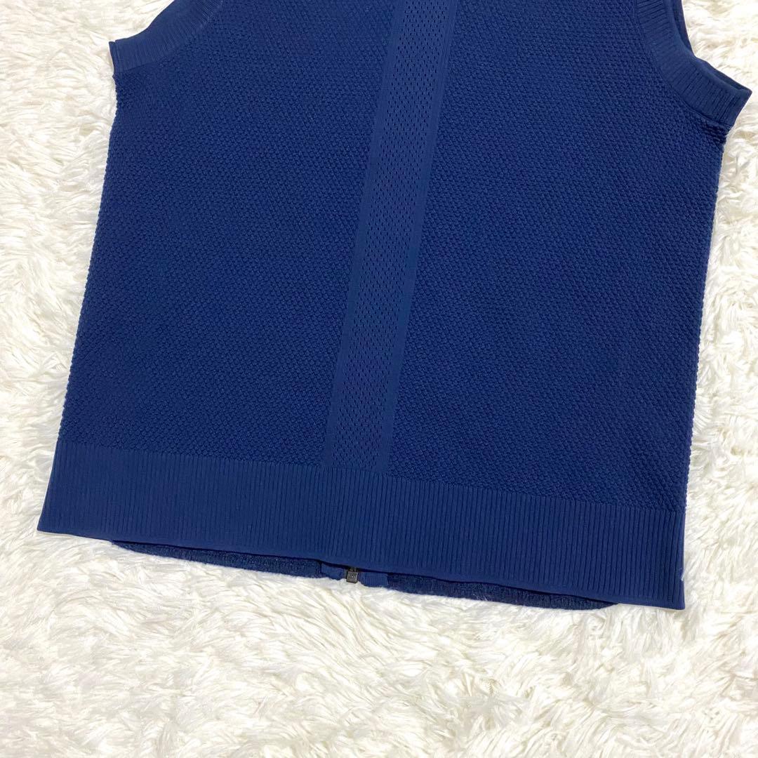 オークリー　ベスト　ジップ　刺繍ロゴ　ゴルフ　スカル　メッシュ　ネイビー　M