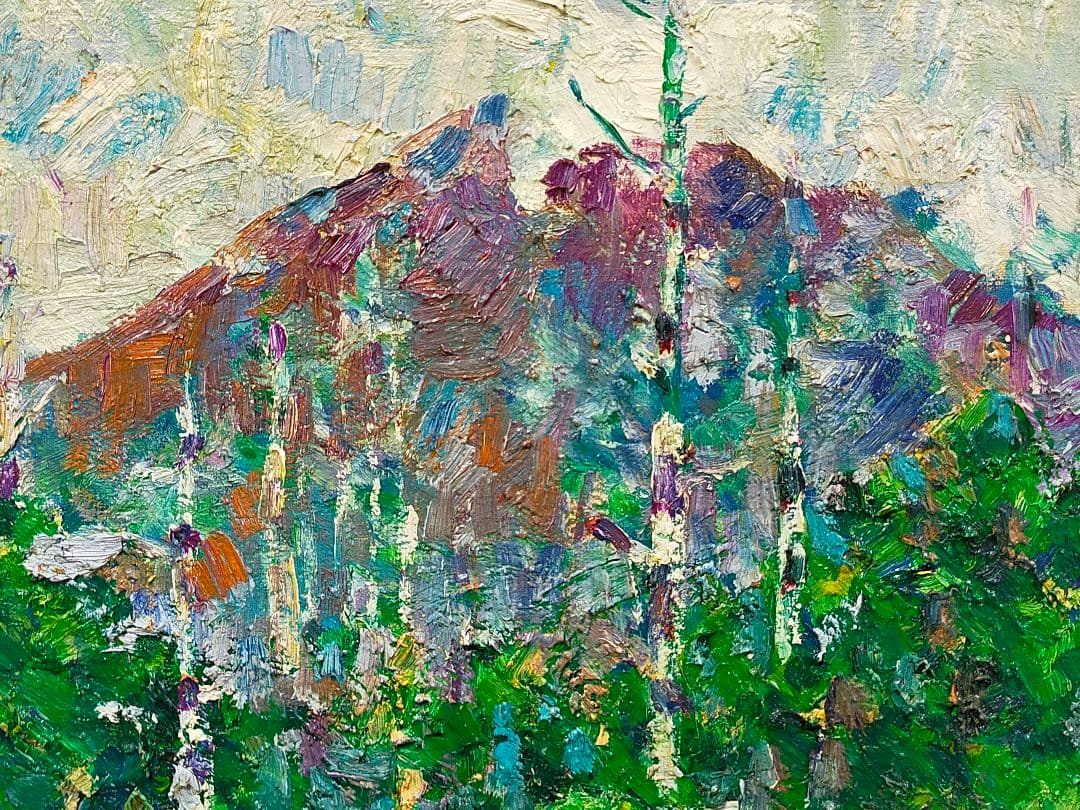 油彩画　高原　S45　 F6 　油絵　上高地　骨董　古玩　アンティーク