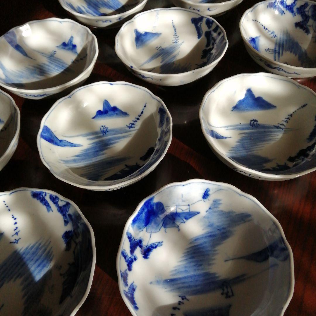 伊万里　染付膾皿　12客　15.5cm　大正期
