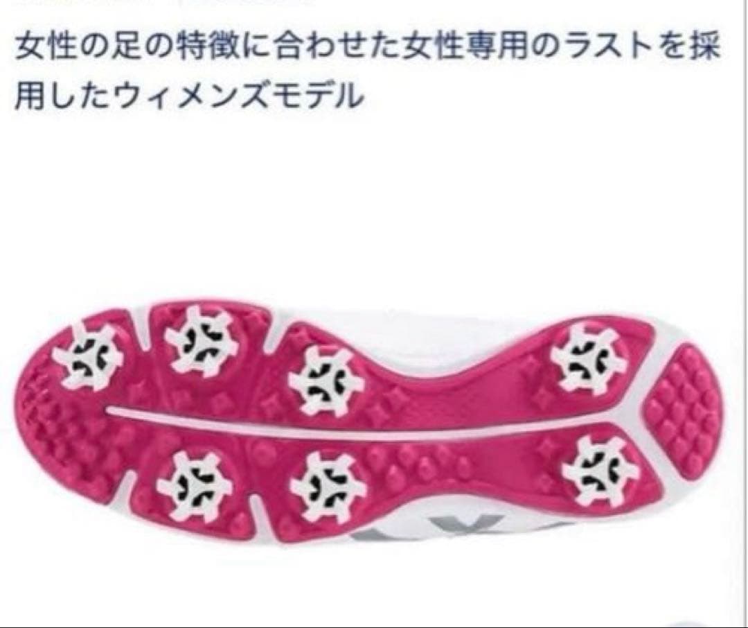 アシックスasics ゴルフシューズ ホワイト/ピンク　ボア24.5cm