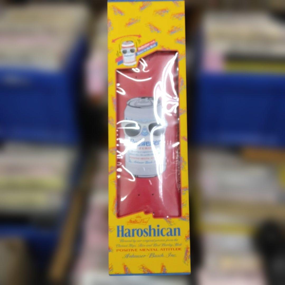 Haroshi x バドワイザー スケートデッキ(レッド)＋キーホルダー