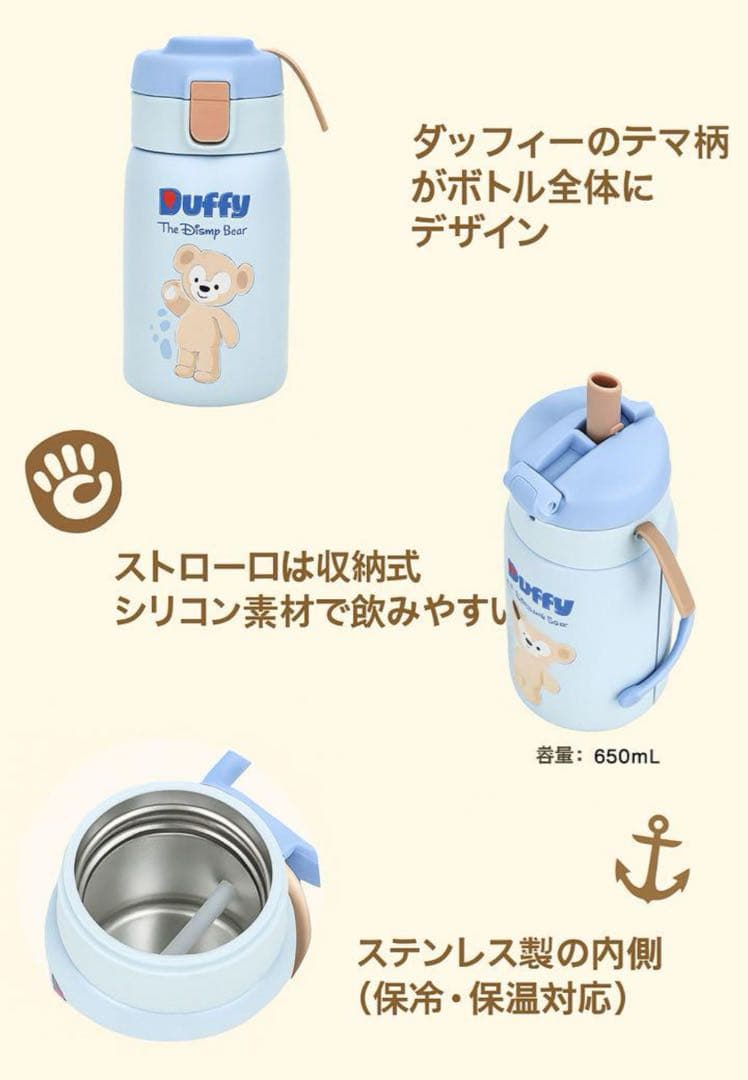 【最新☆正規品】リーナベル　ストロー付水筒　650ml 上海ディズニー