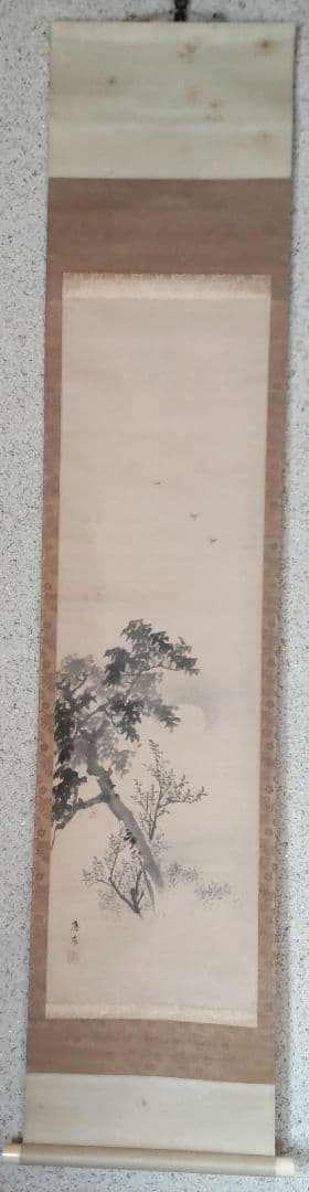 月に森林　掛軸　H79