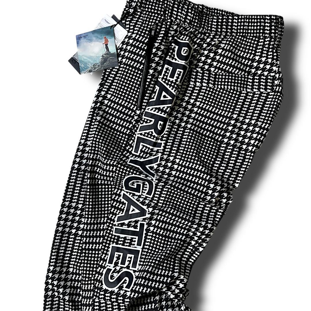 4 パーリーゲイツ AQUAX 撥水 防水 ビッグロゴ レインパンツ 千鳥柄