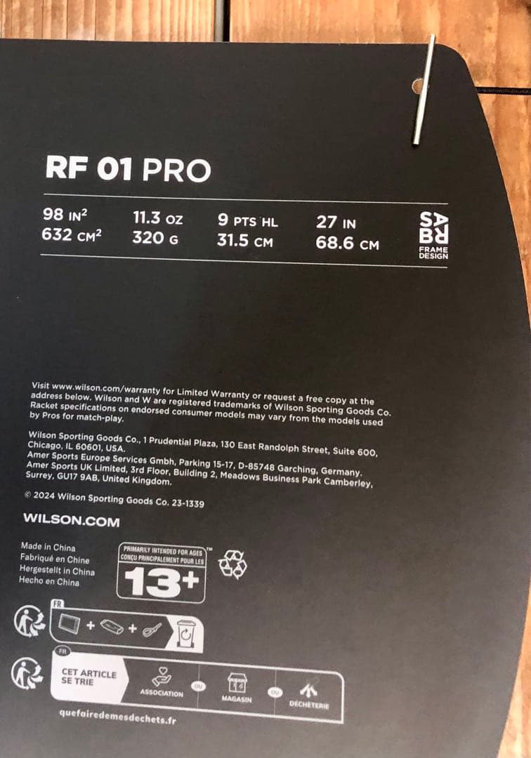 新品 Wilson RF 01 PRO G2 98in 320g ＋ ストリング