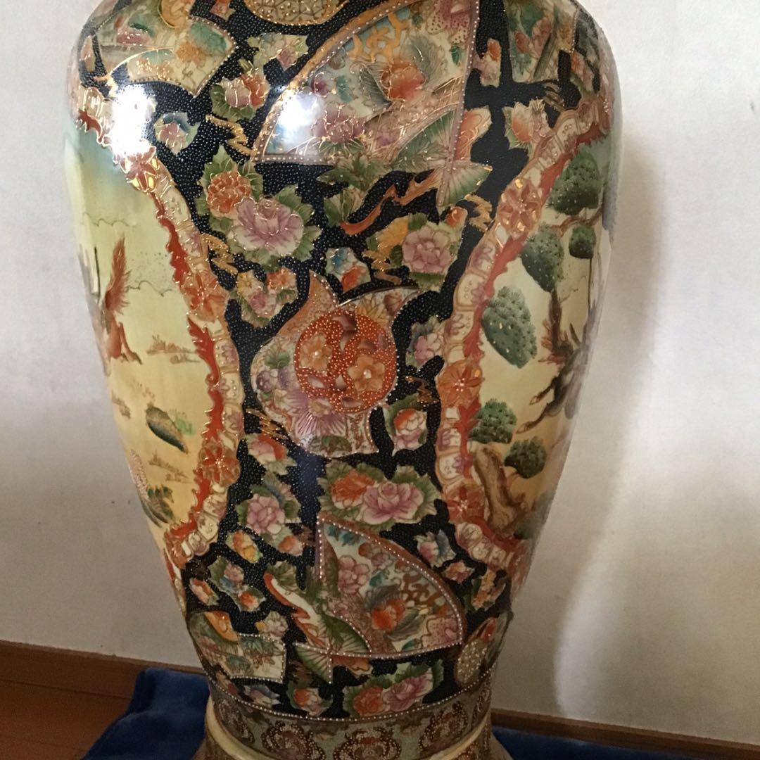 引き取り専用　薩摩焼 大花瓶　武士戦図