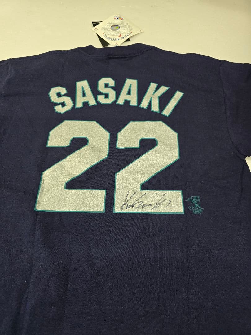 シアトル マリナーズ Tシャツ 佐々木主浩選手サイン入り マジェスティック