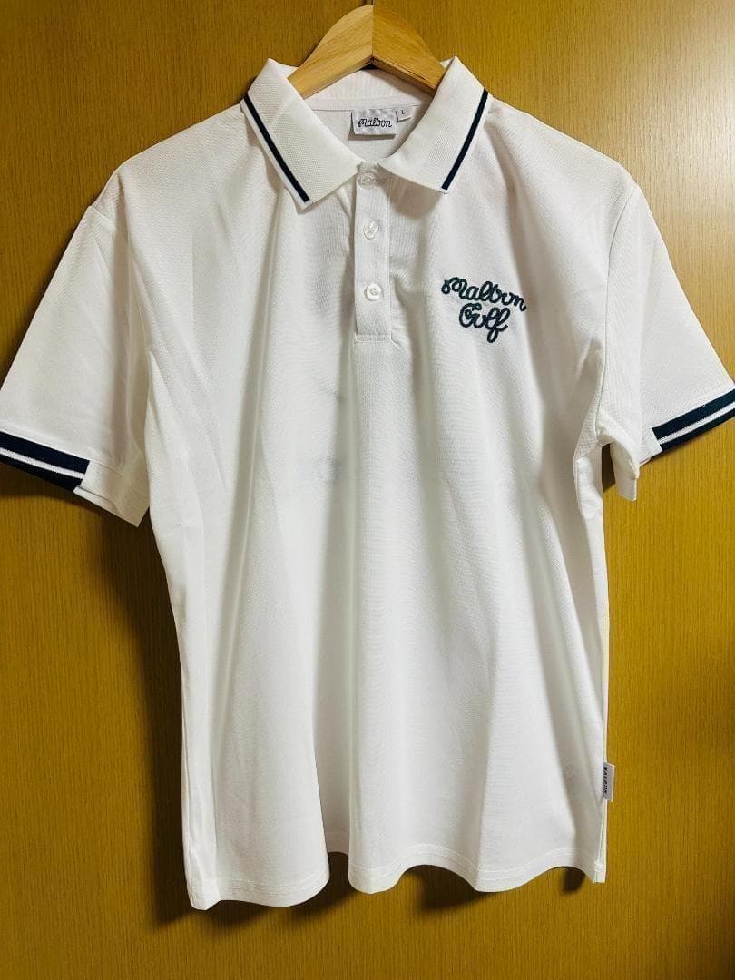 マルボンゴルフ ポロシャツ malbon golf メンズ 半袖 シャツ 白色L
