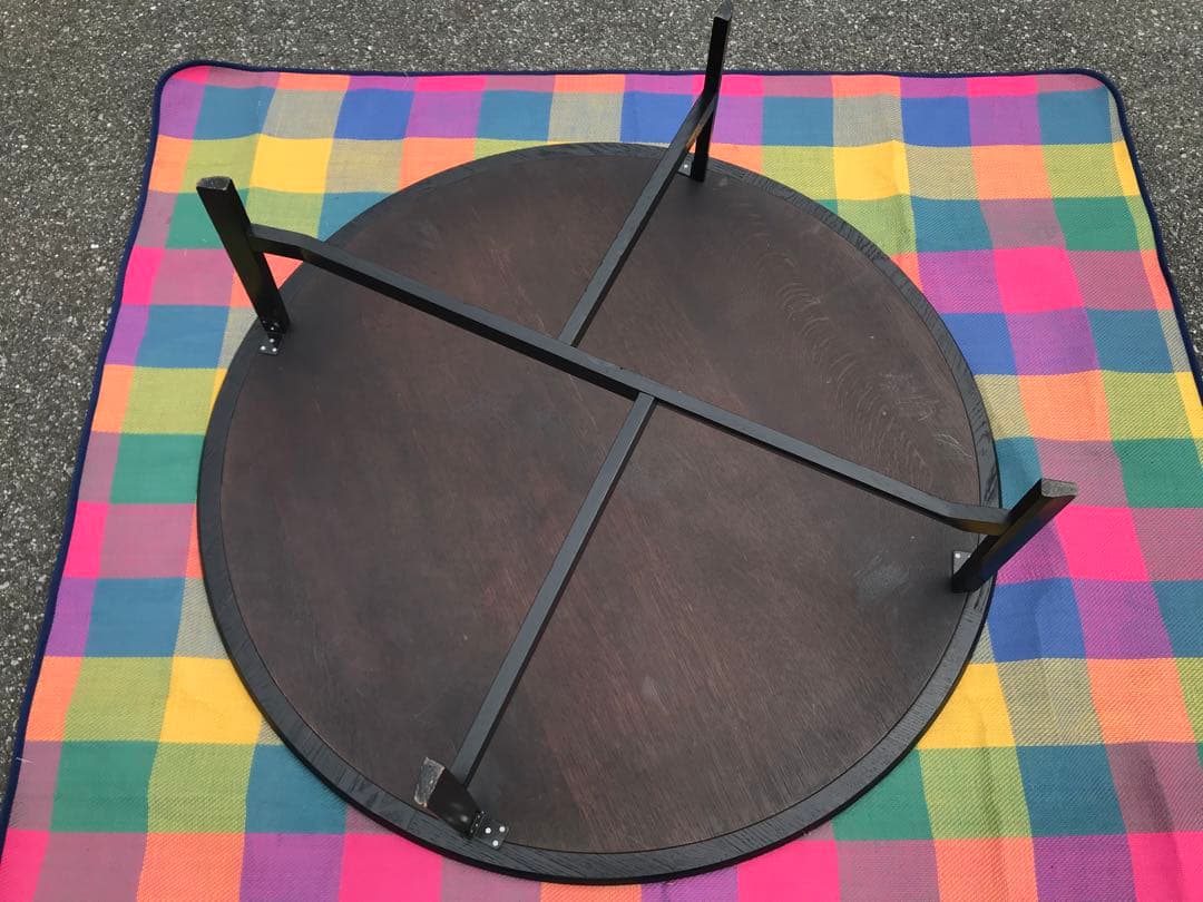 ◉木製丸型座卓◉ 117cm 黒
