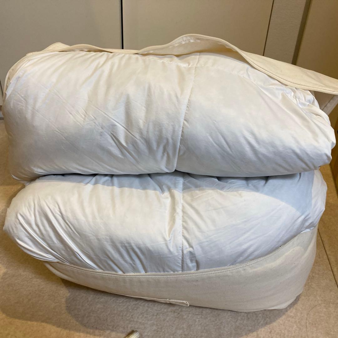 無印良品 グレー羽毛掛ふとん 軽量一層式
