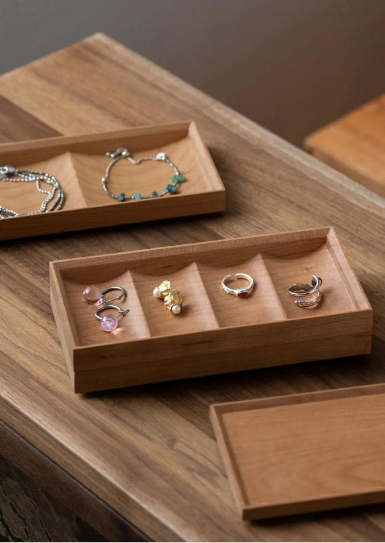 Ring Case 8点 チェリー材 アクセサリートレー ピアスケース指輪ケース