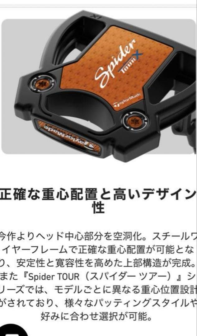 新品 テーラーメイド スパイダー ツアーX パター マキロイモデル 33インチ