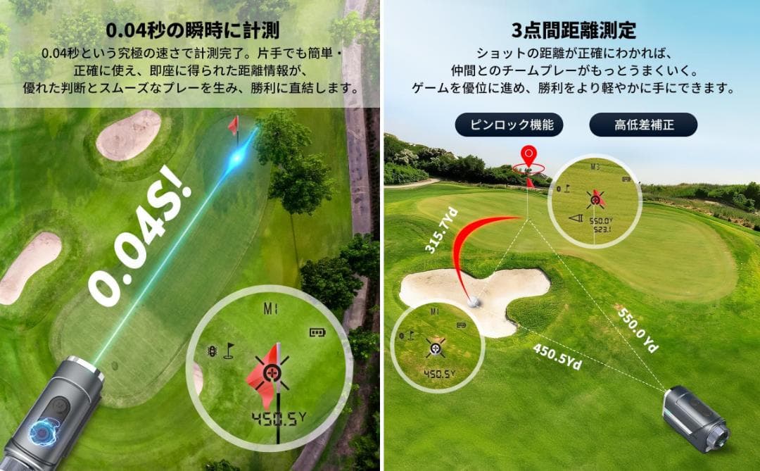 Wosports L15 ゴルフレーザー距離計 1200yd対応
