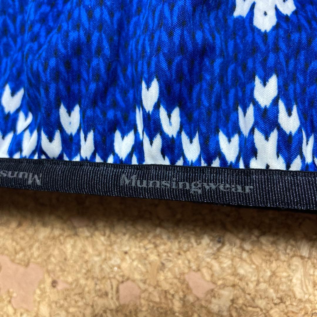 【美品】マンシングウェアmunsingwearダウンベストゴルフ3Lメンズ青
