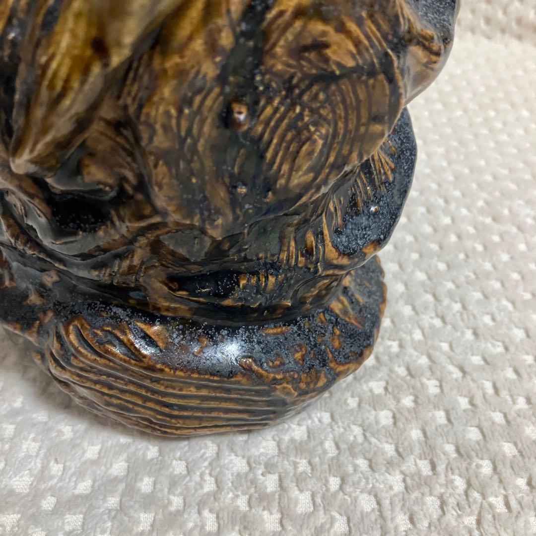 【伝統工芸士 加藤宇助 作】黄瀬戸 龍 陶像 共箱 瀬戸焼 縁起物 欠けあり