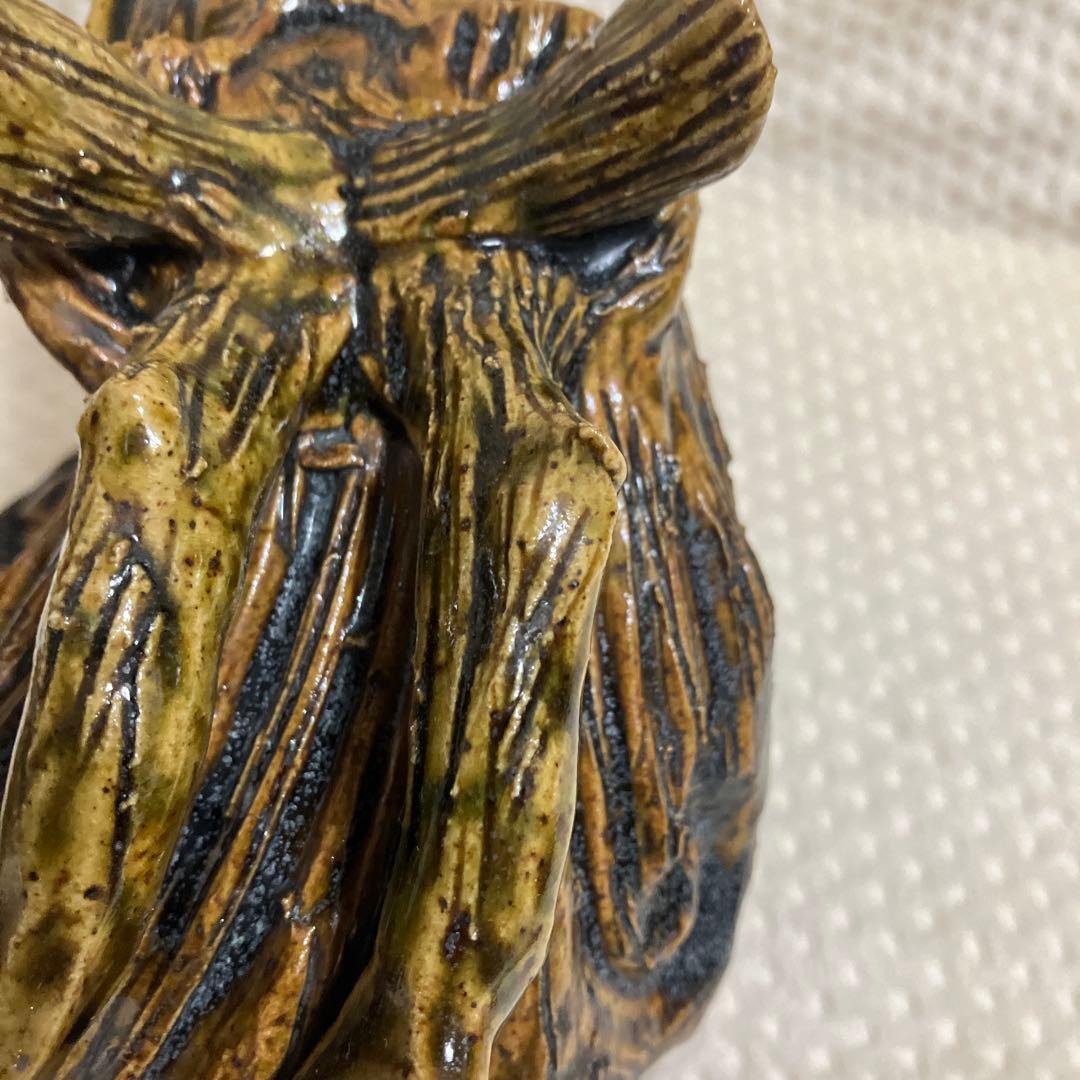 【伝統工芸士 加藤宇助 作】黄瀬戸 龍 陶像 共箱 瀬戸焼 縁起物 欠けあり