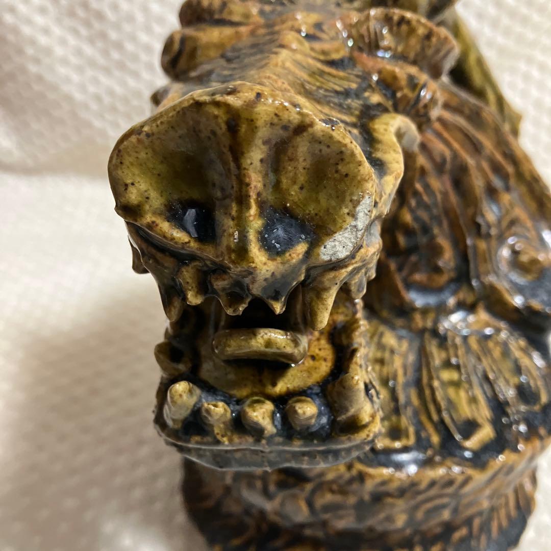 【伝統工芸士 加藤宇助 作】黄瀬戸 龍 陶像 共箱 瀬戸焼 縁起物 欠けあり