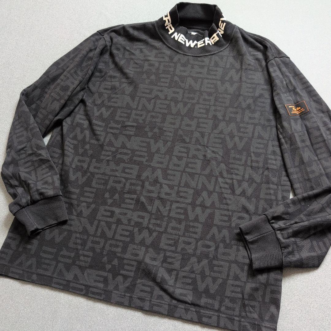 【美品】ニューエラゴルフ　モノグラム柄モックネック長袖　黒　XL