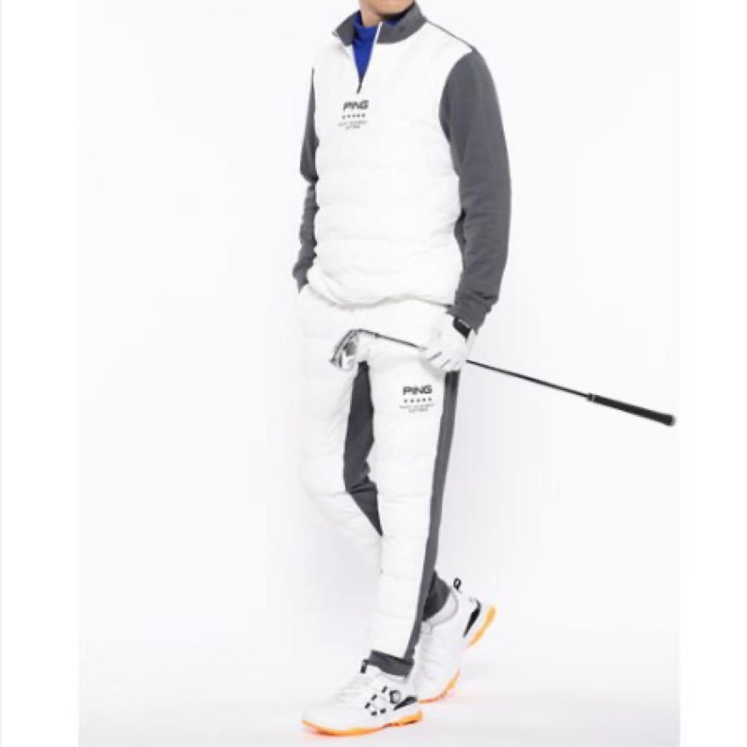 【新品】PING 2024年　キルティング ハーフジップシャツ　ホワイト　M