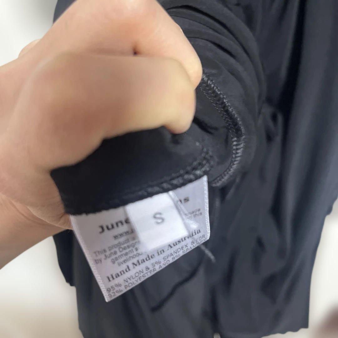 June Designs社交ダンスブラックメッシュ長袖ワンピース