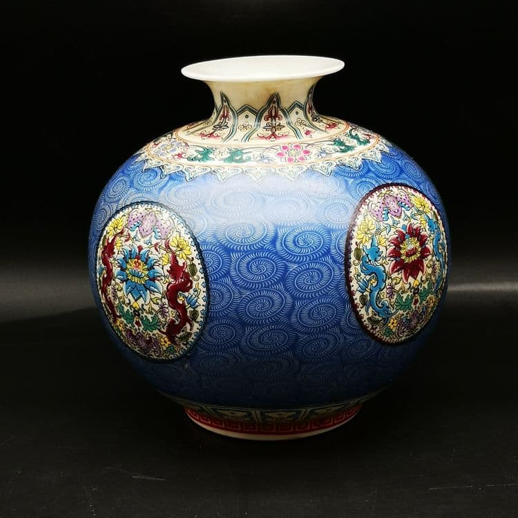 大清隆琅彩団模様石榴尊花瓶  景徳鎮 陶磁器 装飾品 現代工芸品美術品 置物