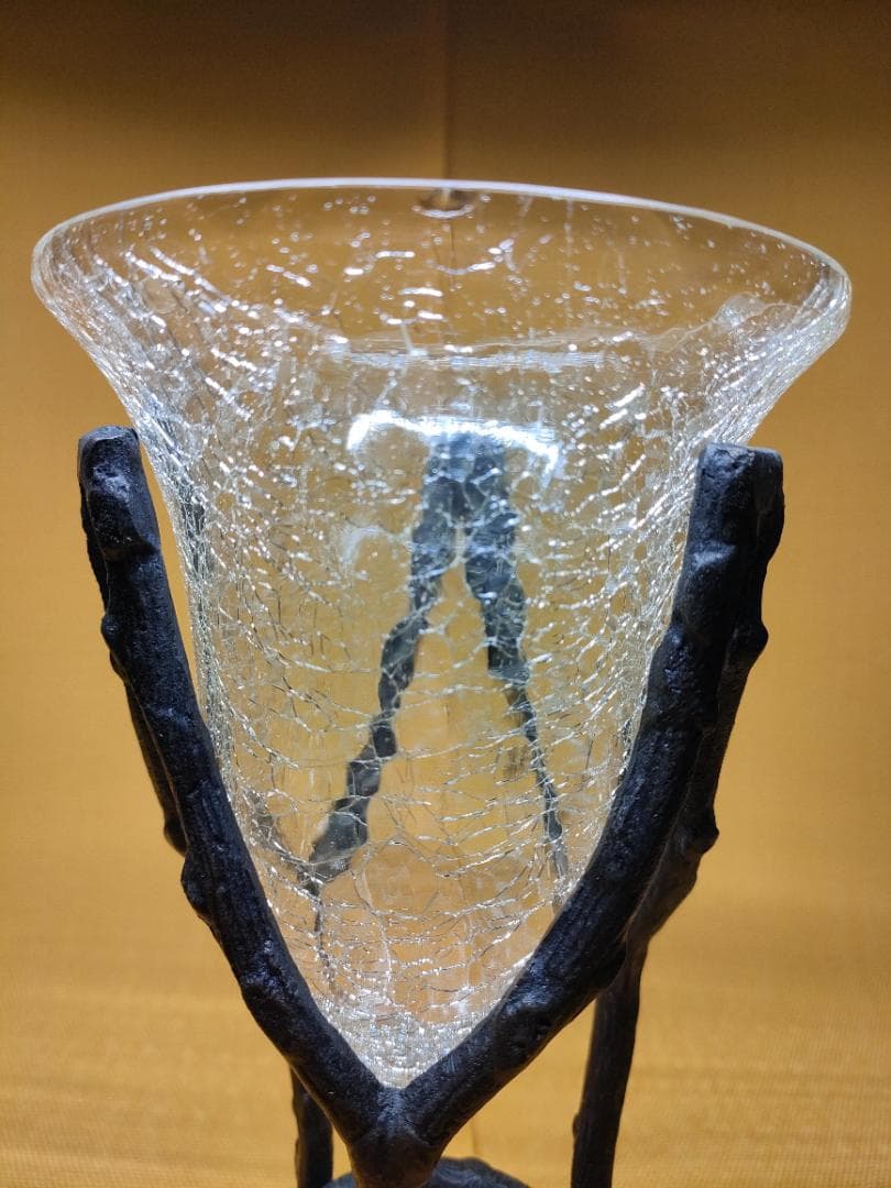 花器　花瓶　ガラス　銅製　オブジェ　置物　インテリア　工芸品　美術品　A1206