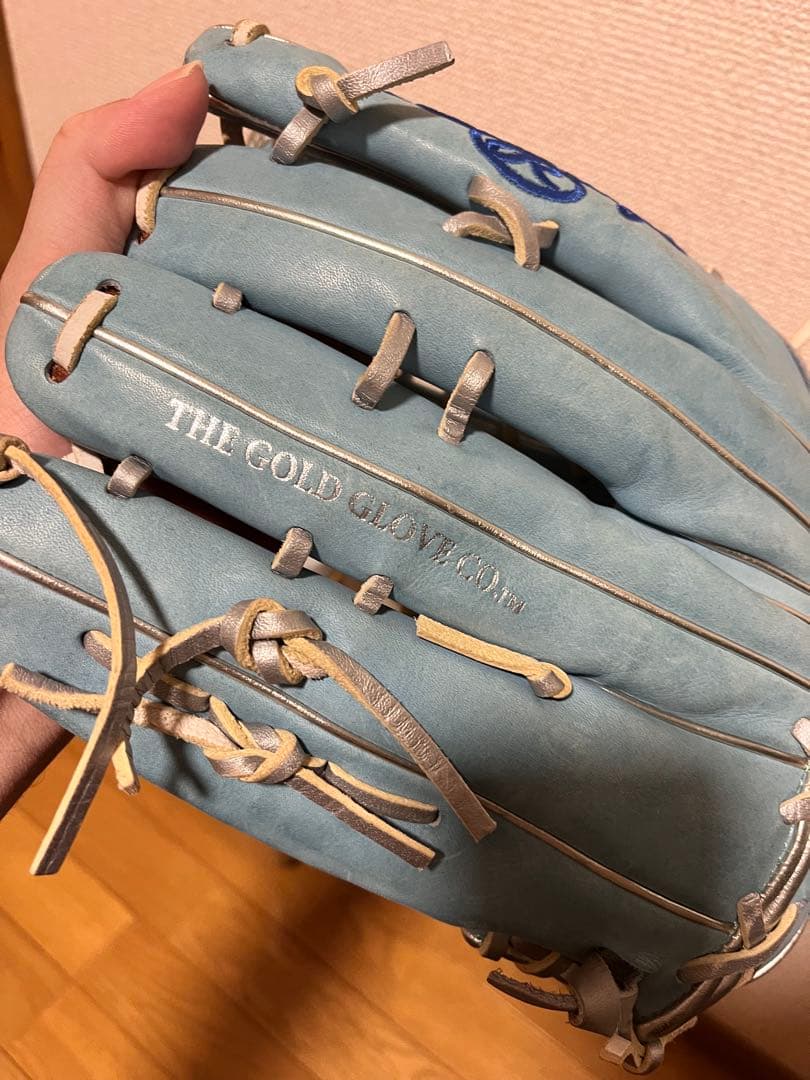 【美品】Rawlings 水色 軟式オーダーグローブ