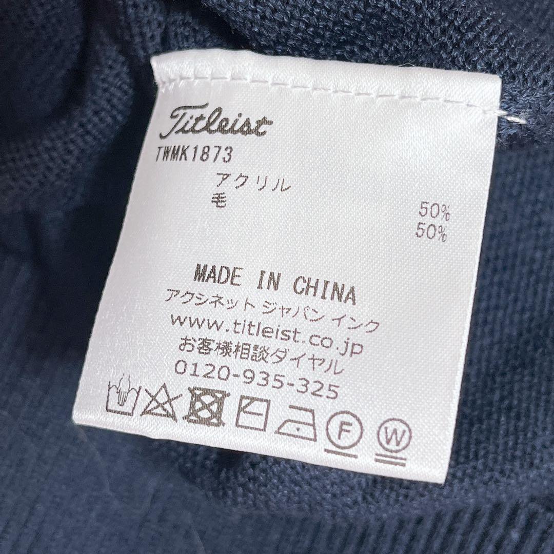 週末現定価格Titleist ネイビー ストライプ クルーネックニット Ｌゴルフ