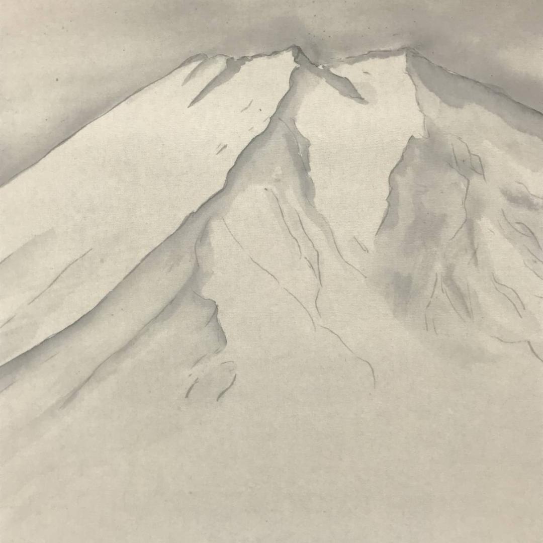 【真作】登志/富士雪景図/山水図/富士山図/横物/掛軸/名家伝来/AC-638