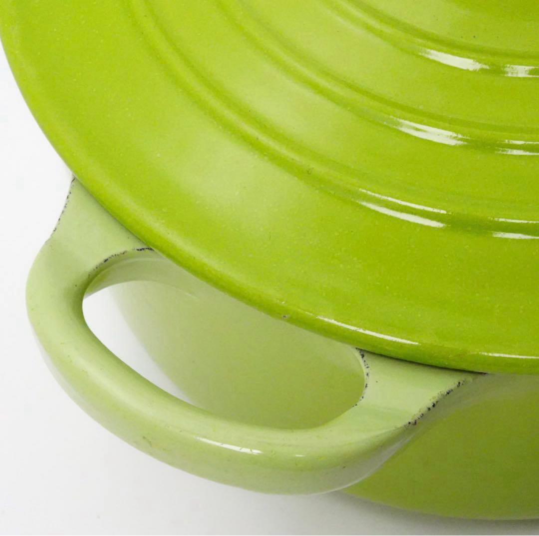 【美品】LE CREUSET　ココット ロンド フルーツグリーン　16cm