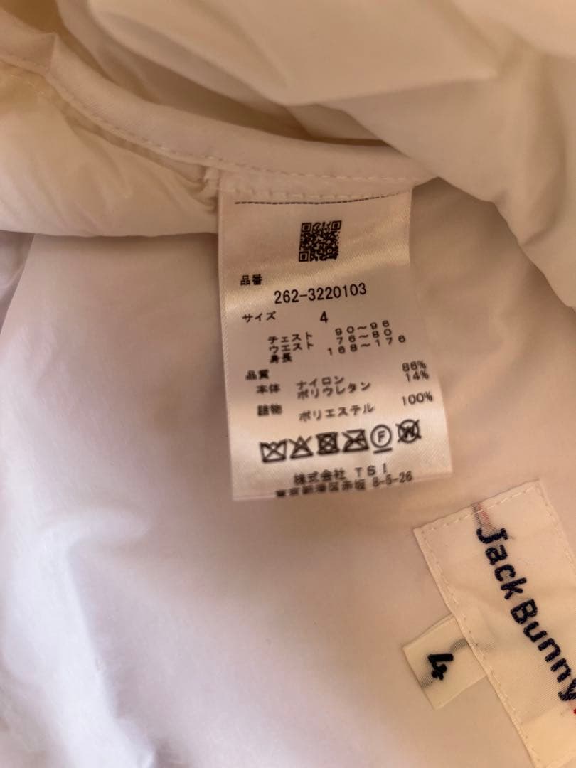 JACK BUNNY！！ ロゴ中綿ジャケット 白 サイズ4、M、極美品 正規品！