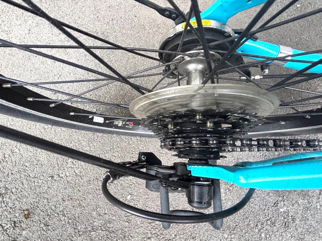 Panasonic 電動アシスト自転車 水色 前カゴ付き