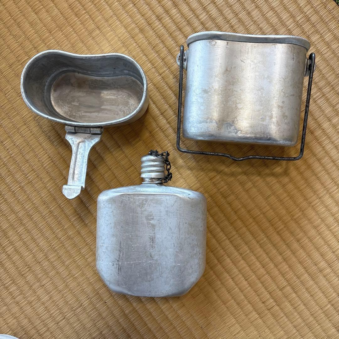 旧ソ連軍、空挺部隊用水筒＆メスキットセット、カバー付き実物、未使用品
