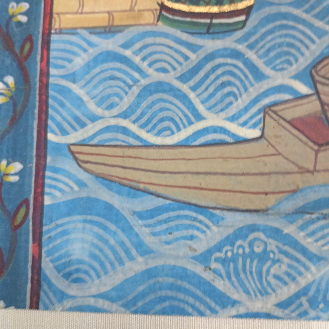 4445）タイの寺院画・宗教画？？？　水彩系の直筆　詳細不明