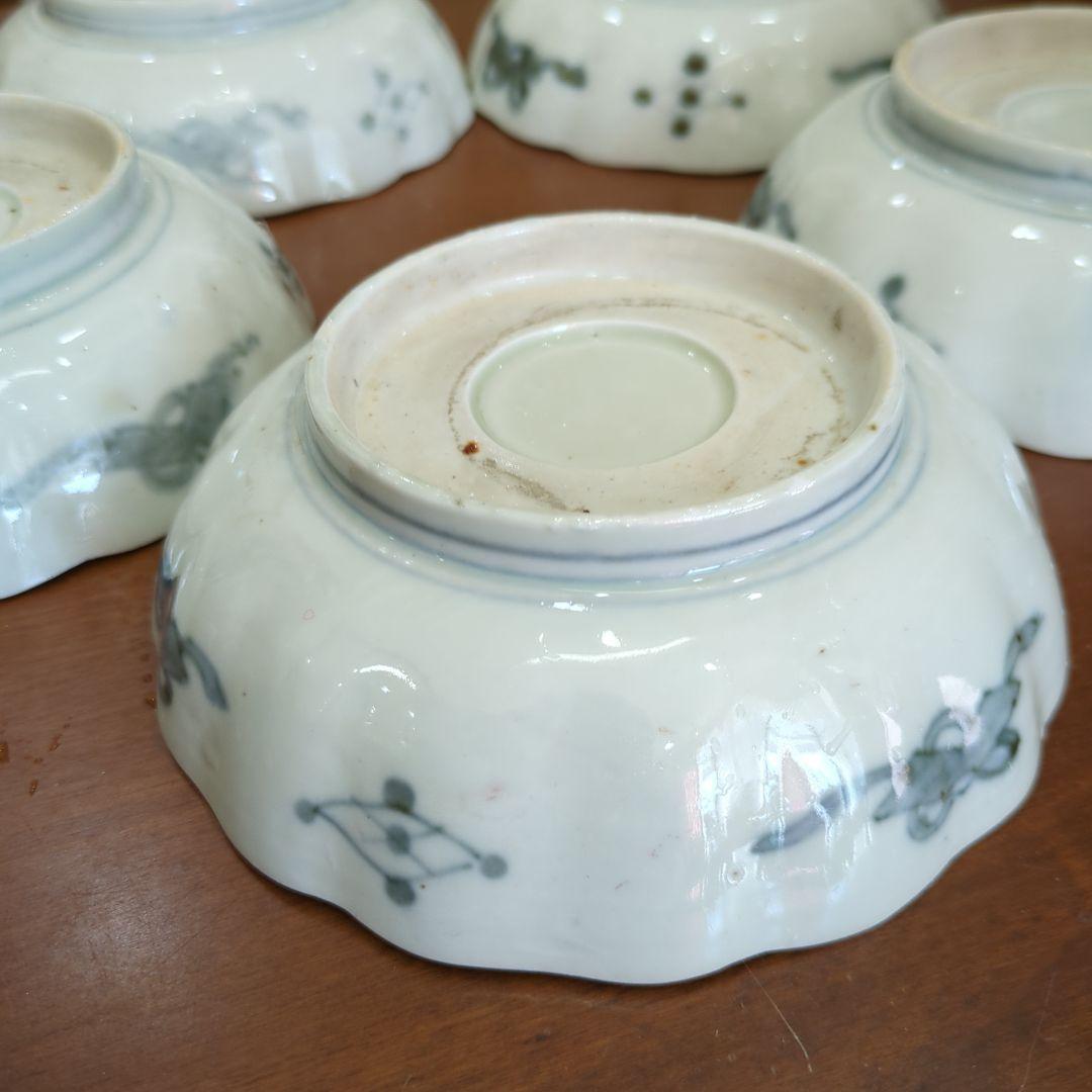 骨董　伊万里　色絵　金彩　器　なます皿　皿　花尽くし　5枚〜