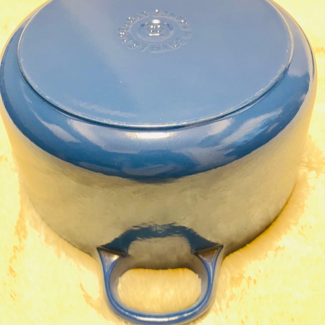 【LE CREUSET】ル・クルーゼ　18cm 両手鍋 ココットロンド　青