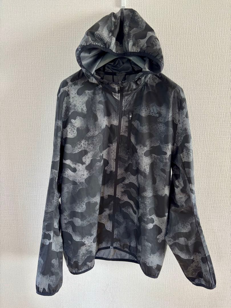 美品 adidas ランニングジャケット M ウィンドブレーカー ウェア 黒