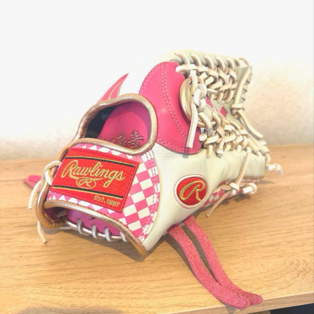 Rawlings 【限定モデル】軟式外野手用グローブ ピンク/ホワイト