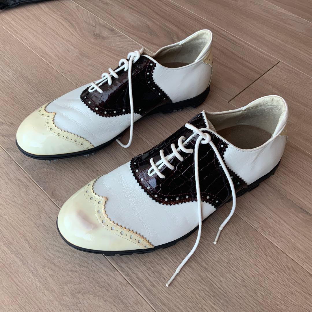 LANVIN SPORT ゴルフシューズ ホワイト・ブラウン　メンズ