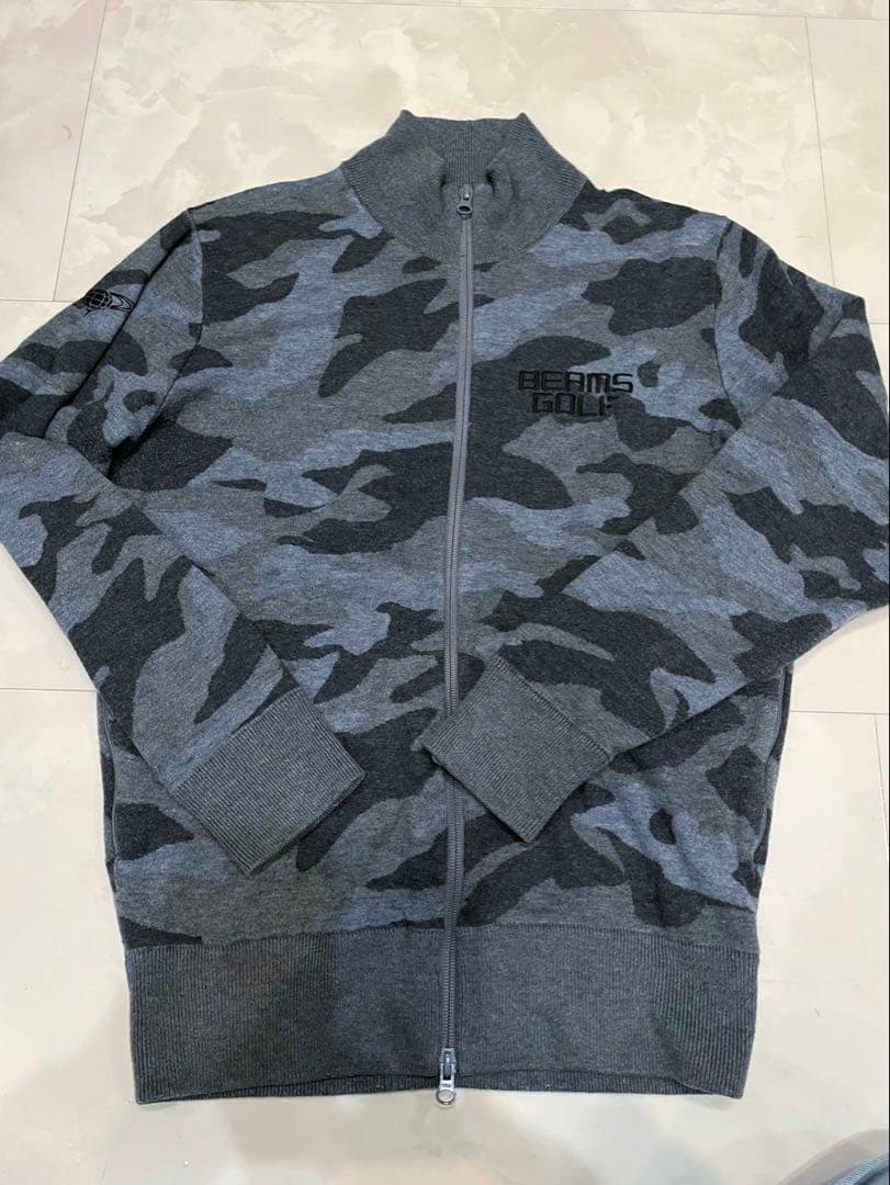 美品　ビームスゴルフ　beams golf フルジップ　セーター　ニット　迷彩