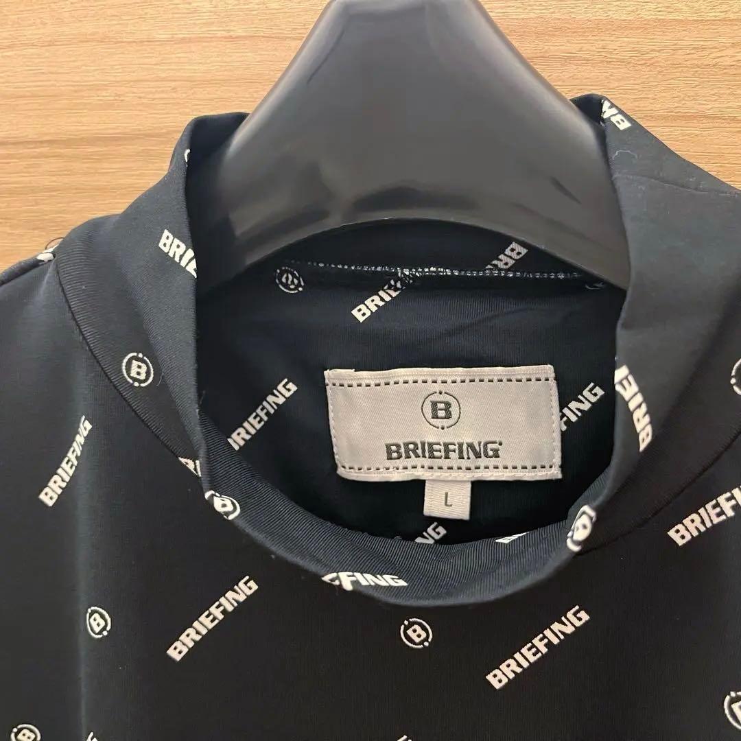 美品★BRIEFING レディースL 黒 半袖ロゴモノグラムハイネックシャツ