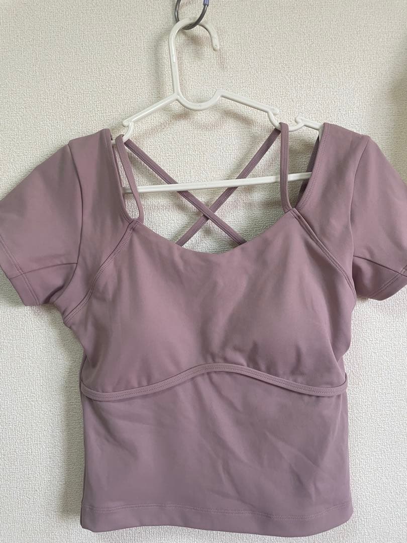LサイズSUKALA カップ付きオープンネックTee 薄紫