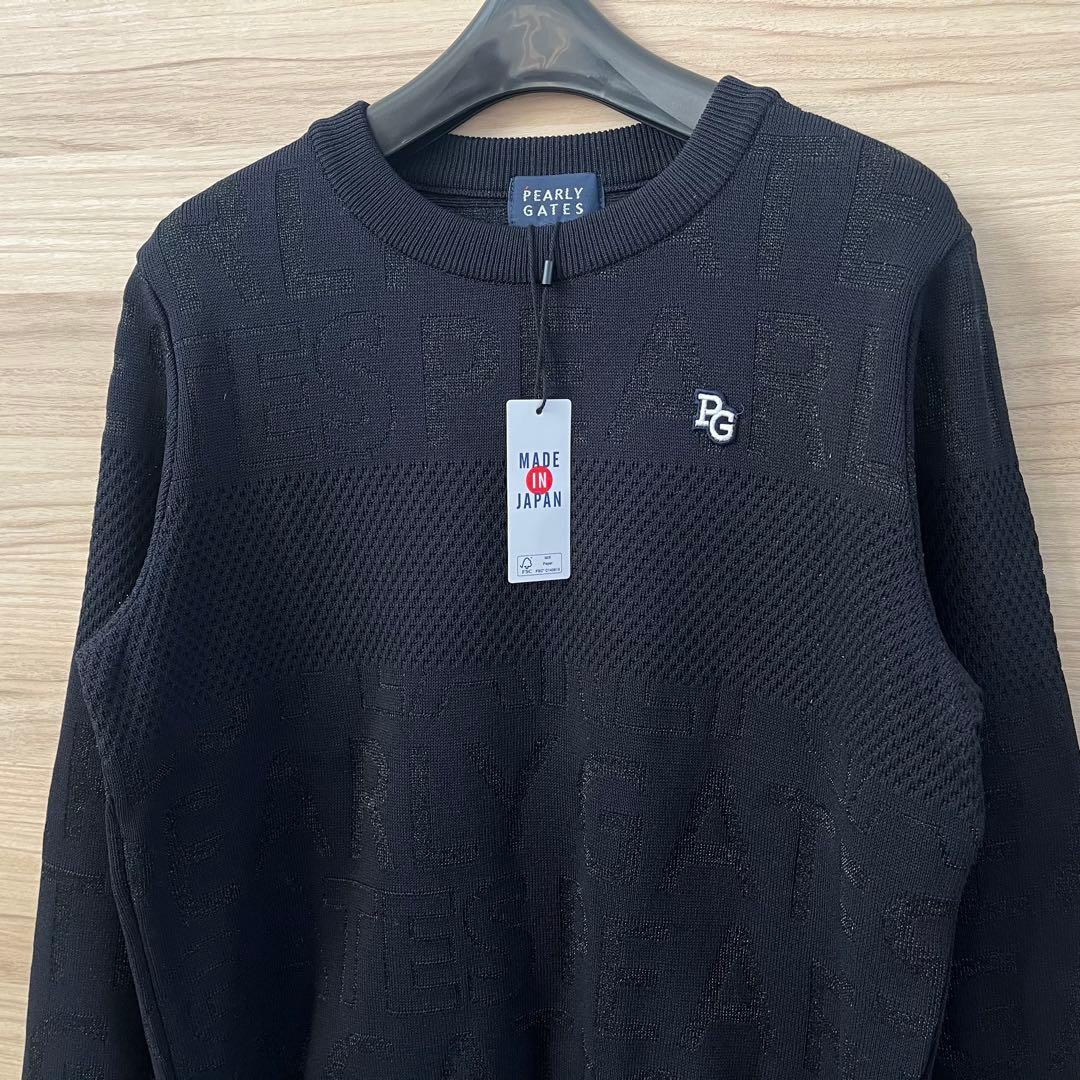新品★31,900円 パーリーゲイツ 春夏サマーニット 濃紺×白バックロゴ 0