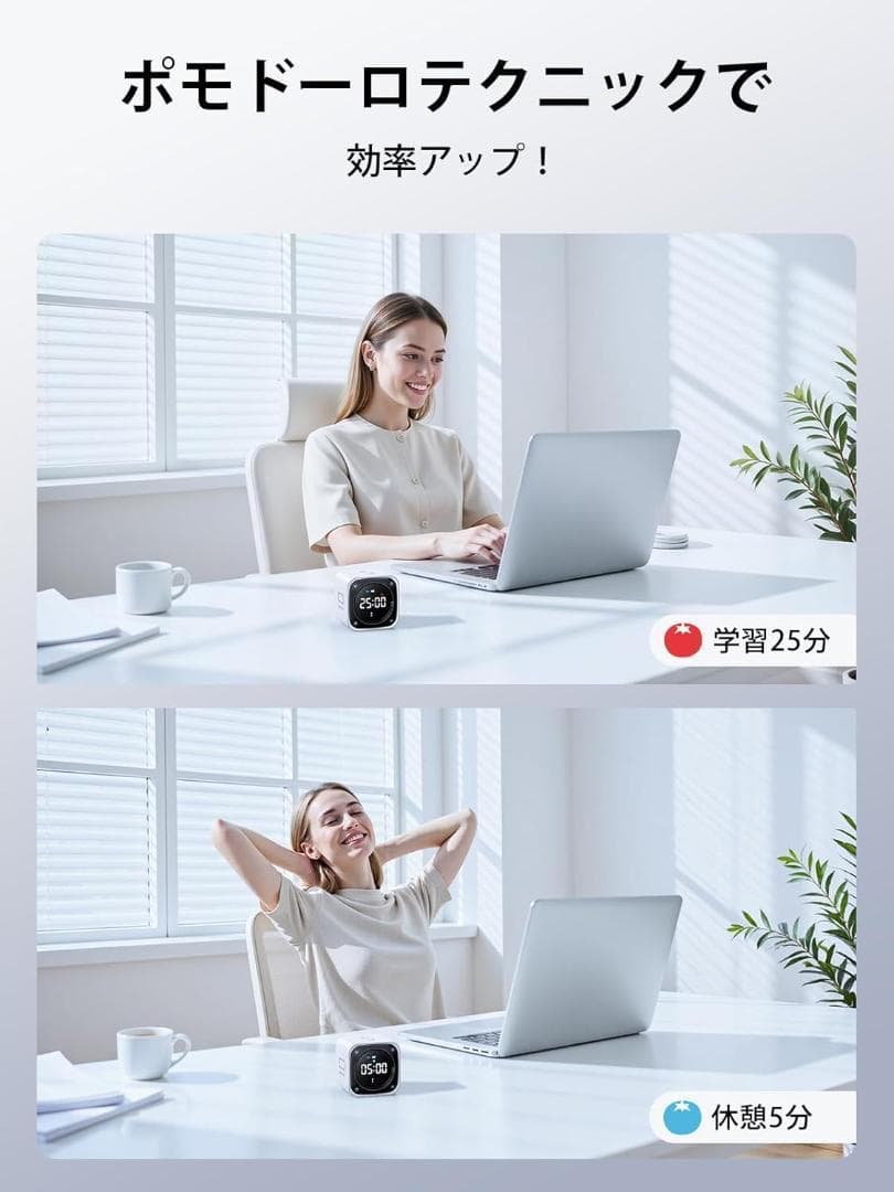 キューブタイマー ポモドーロタイマー ミニPC外観 イル式操作 3段音量調整
