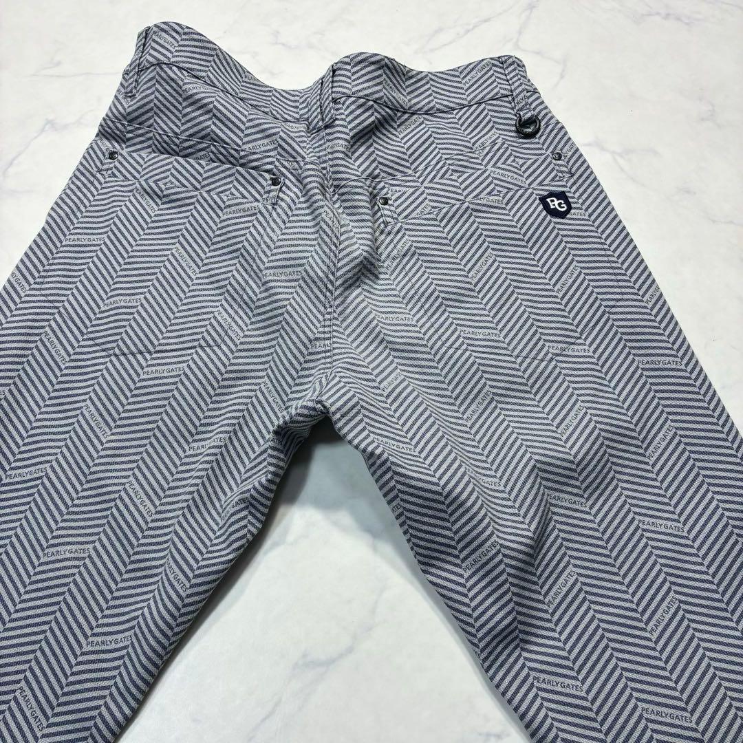 パーリーゲイツ ゴルフパンツ ヘリンボーン柄 ロゴ 総柄 グレー系 (5) L